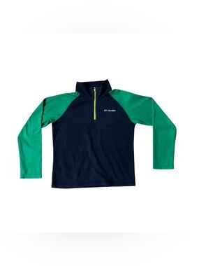 Columbia Navy & Green Quarter-Zip Fleece Pullover Kids Small